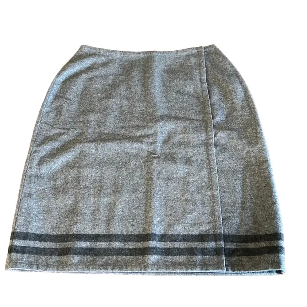 Gap Gray Wool Blend Wrap Skirt Junior Size 1  Lined Mini Office Professional